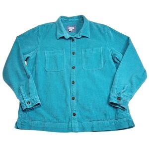 L.L.Bean Comfort Corduroy Relaxed Long Sleeve Button-up Shirt In Teal Sz Large